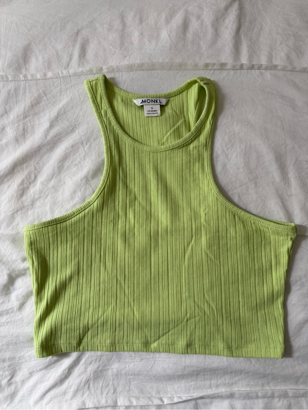 Monki Neon Lime Ribbed Crop Tank